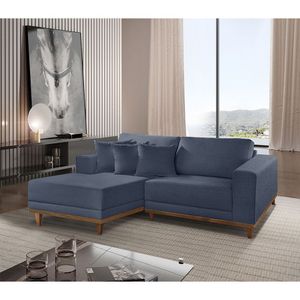 Sofá Cronos 185cm Chaise Lado Esquerdo Meu Sofá Online A259 Linho Azul