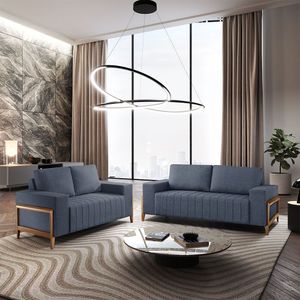 Sofá 2x3 Lugares Verona Meu Sofá Online A259 Linho Azul