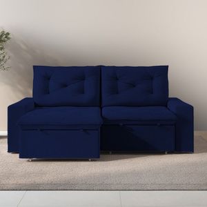 Sofá Retrátil Reclinável 250cm Mônaco Azul