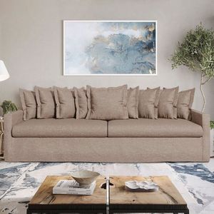 Sofá Com Capa 100% Removível E Lavável Enseada 280cm Bege Claro