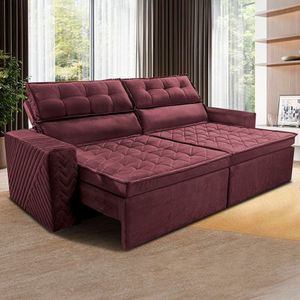 Sofá 4 Lugares Cama Inbox Belém Retrátil/reclinável 230 Cm Vinho