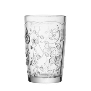 Jogo 6 Copo De Vidro New Butterfly Borboleta Flores Cristal Ecológico 330ml Lyor
