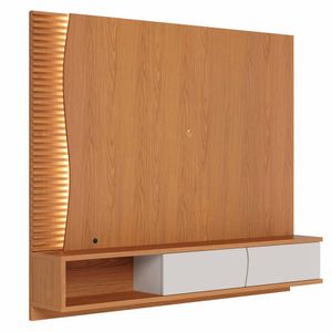 Painel Para Tv 65 Pol Bancada Suspensa Led Patmos C04 Freijó Off White Matte - Lyam Decor