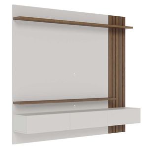 Painel Para Tv 70 Pol Com Bancada Suspensa 180cm Will C04 Amêndoa Off White Matte - Lyam Decor