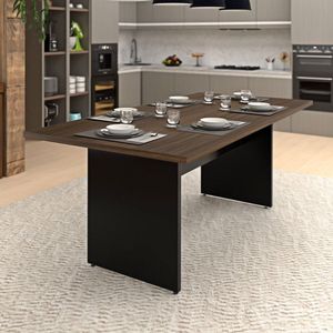 Mesa De Jantar 6 Lugares Cozinha 200x100cm Mdp Nogal / Preto