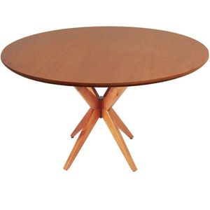 Mesa De Jantar Base Estrelada De Madeira Maciça 108cm Alice Cinamomo