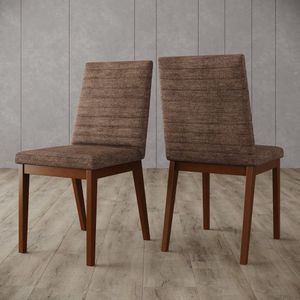 Conjunto 2 Cadeiras Para Mesa De Jantar Elena Nature/cacao