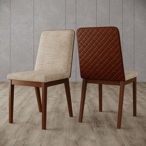 Conjunto 2 Cadeiras Pietra Para Mesa De Jantar Nature/caramelo/creme