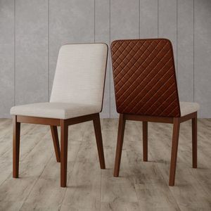 Conjunto 2 Cadeiras Para Mesa De Jantar Elena Nature/caramelo