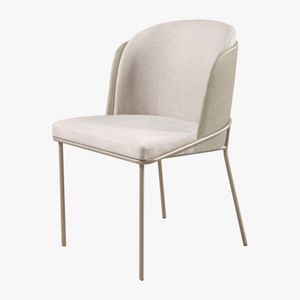 Cadeira Jantar Aurora Linho Pés Metal Bege/ Pérola