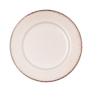 Jogo 10 Prato De Sobremesa Cerâmica Linear Branco Premium 20cm Lyor