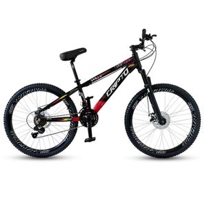 Bicicleta Aro 26 Cripto Freeride 21 Marchas Freios A Disco - Preto/vermelho