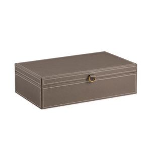 Caixa Mdf Com Revestimento Pu Cinza Mart 35x22x10cm