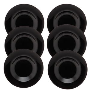 Jogo 6 Prato Fundo De Massas Vidro Opalino Preto Friends Time 28cm Luminarc Lyor