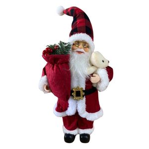 Papai Noel Em Pé Com Urso E Azevinho Natal Decoração Natalina Tok Da Casa 30cm