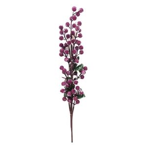 Galho Decorativo Natalino Natal Berry Roxo Uva Azevinho 63cm Tok Da Casa