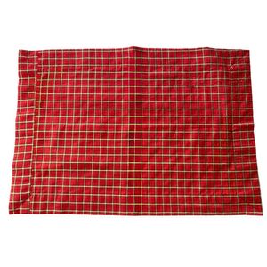 Jogo Americano Natal Xadrez Vermelho Com Glitter Dourado 50cm