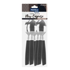 Jogo 12 Colheres De Chá New Caprese Preto Fratelli Inox