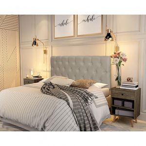Cabeceira Paris Queen Cama Box Corino Bege