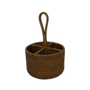 Porta Talheres Temperos Objetos Redondo Em Rattan Paya 20x12cm