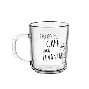 Caneca De Vidro Preciso De Café Para Levantar Lyor 200ml