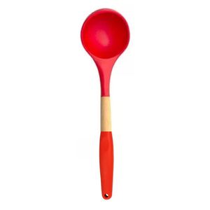 Concha De Silicone Com Cabo Madeira Para Feijão E Molho Em Casa Tem
