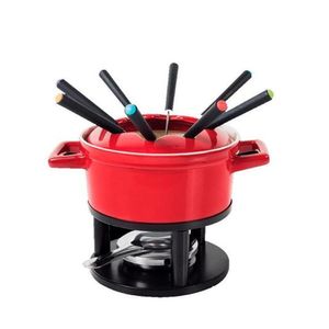 Conjunto Para Fondue Em Cerâmica 13 Peças Vermelho