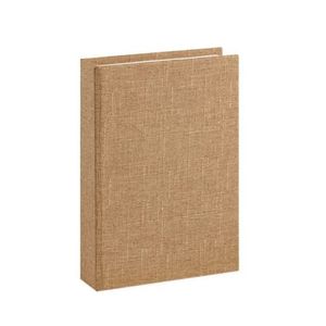 Livro Caixa Decorativo Em Mdf Com Revestimento Em Linho Marrom Mart 25x18x4cm