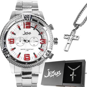 Relogio Aço Inox Prata Masculino Prateado Jesus Católico