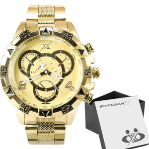 Relogio Inoxidável Aço Masculino Dourado Caixa Premium