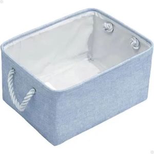 Caixa Cesto Organizador Tecido Lona Resistente 41x32x20cm Azul