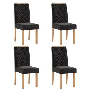 Kit 4 Cadeiras Com Espaldar Para Sala De Jantar Elegance Mel/preto