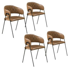 Conjunto Sala De Jnatar 4 Cadeiras Veneza Couro Sintético Caramelo
