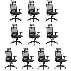 Kit 10 Cadeiras Presidente Nr17 Office Chicago Preto