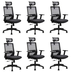 Kit 6 Cadeiras Presidente Nr17 Office Chicago Preto