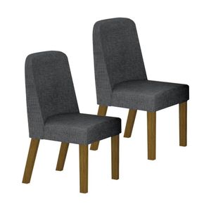Conjunto Mesa Isis 200cm Tampo Orgânico Com Vidro Com 06 Cadeiras Isis Freijo Off/linho Chumbo