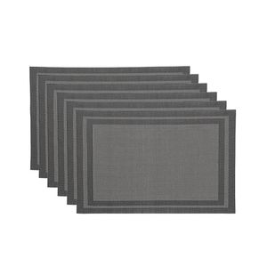 Jogo 6 Lugar Americano Cinza Preto Mesa De Jantar 30×45 Pp Em Casa Tem
