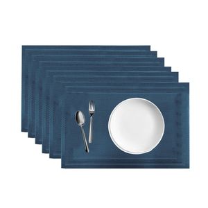 Jogo 6 Lugar Americano Azul Mesa De Jantar 30×45 Pp Em Casa Tem