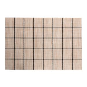 Jogo 10 Lugar Americano Retangular Mesa Pvc Grid Branco Preto 45x30cm Lyor