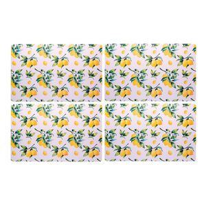 Jogo 4 Lugar Americano Retangular Mesa Limão Siciliano Plástico 43x28cm Lyor