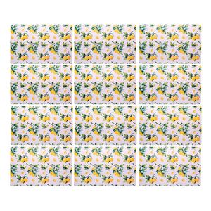 Jogo 12 Lugar Americano Retangular Mesa Limão Siciliano Plástico 43x28cm Lyor