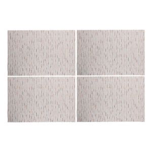 Jogo 4 Lugar Americano Retangular Mesa Pvc Carpet Bege 45x30cm Lyor