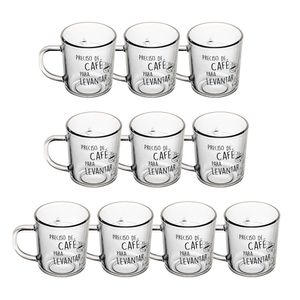 Jogo 10 Caneca De Vidro Preciso De Café Para Levantar Lyor 200ml