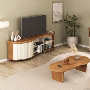 Conjunto Rack E Mesa De Centro Magnum Cinamomo-off White