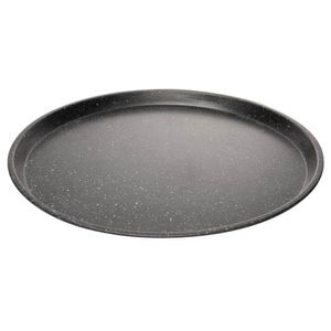 Forma Assadeira Antiaderente Redonda Em Aço Carbono Granilite Preta Pizza 32x32cm Lyor