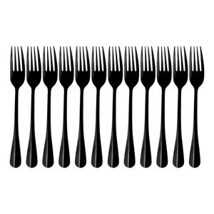 Jogo 12 Garfos Para Mesa Jantar Aço Inox Positano Preto 20cm Lyor