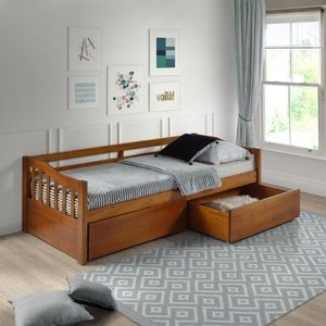 Sofá Cama Plus Com Dois Gavetões Em Madeira Maciça Mv Outlet Mel