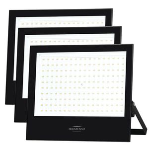 Kit 3 Refletor Blumenau De Led Slim 200w 6500k Preto Bivolt