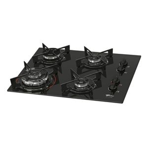 Fogão Cooktop 4Q Fit Line Gás Tripla Chama Mesa Vidro Fischer Bivolt