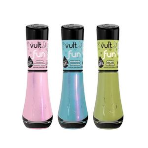 Kit 3 Esmaltes Efeito Gel Vult Cremoso Rosa Azul E Verde 5f Fun